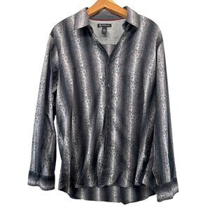 INC International Concepts Mens Shirt Sz XL ButtonUp Black Floral Striped Disco